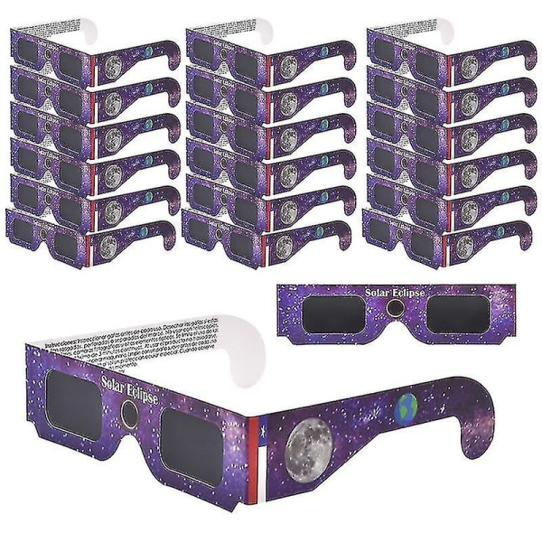 20 stk Solformørkelsesbriller Filter Skadelig lys Øyebeskyttelse Papirramme Briller for solformørkelse