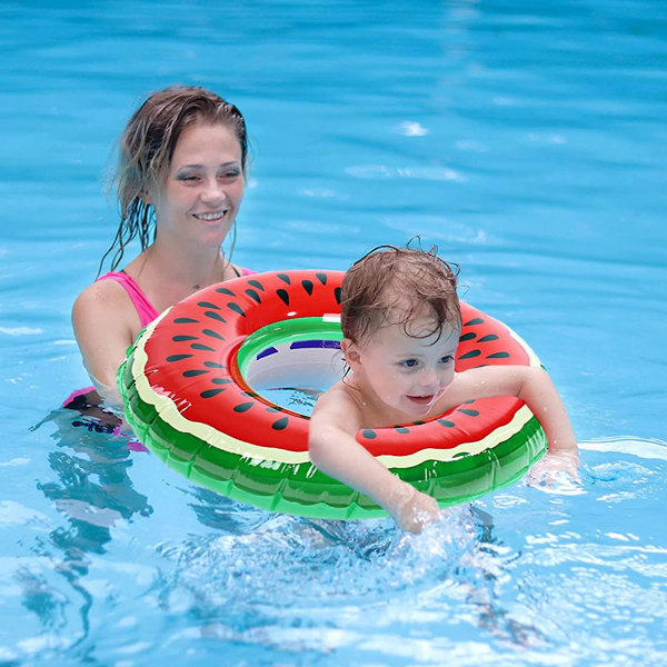 Barn uppblåsbar vattenmelon simring, pool flyter cirkel för pool Beach Party, sommar pool boj vatten leksak foto rekvisita, lämplig för 3-4 år gammal