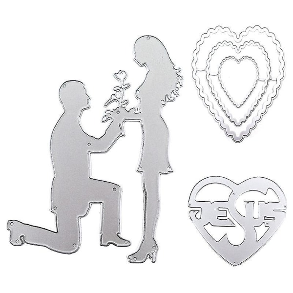 3 stk Cutting Dies Heart Cutting Dies Love Heart skabeloner til scrapbog