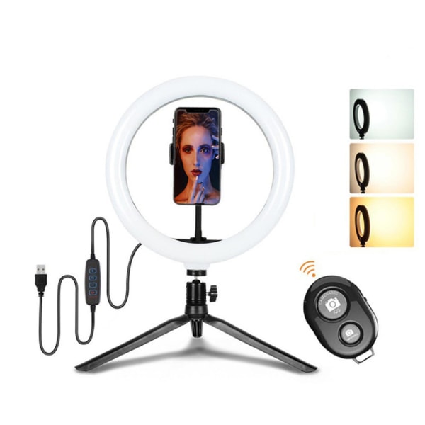8-tommers Selfie LED-ringlys Universell telefonholder Selfie-ringlys egnet for kringkastingsfotografering (8 tommer)