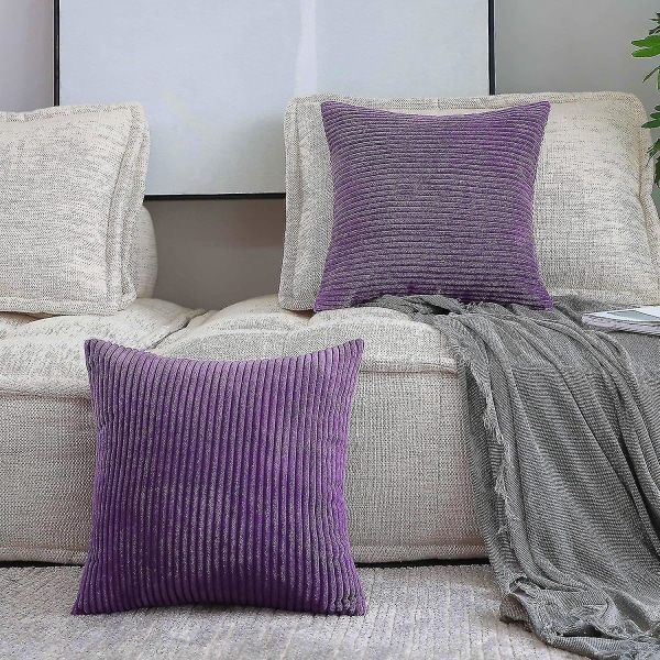 set koristetyynynpäällinen Täysraidallinen cover Pehmo cover sohvasohvaan, violetti, 20x20 tuumaa (50 cm)