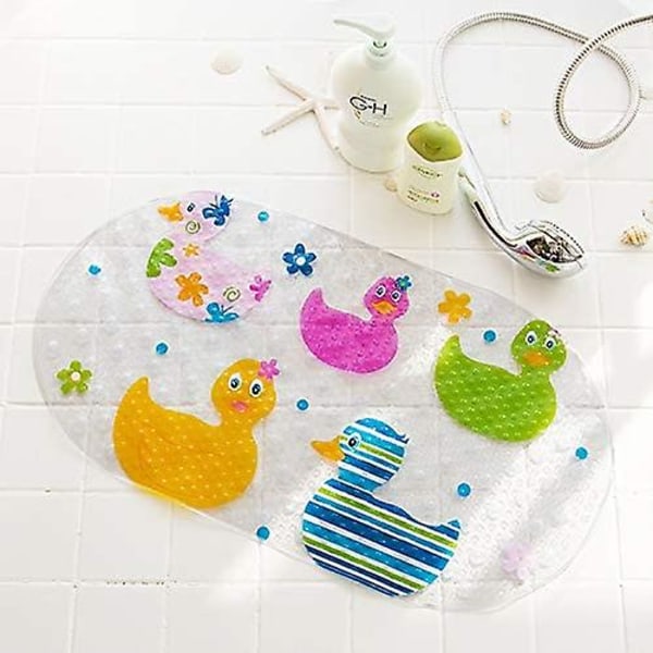 38cm*68cm Large Cartoon Non-slip Shower Mat Bathtub Mat With Strong Suction Cups For Boys Girls, Machine Washable Bathroom Mats