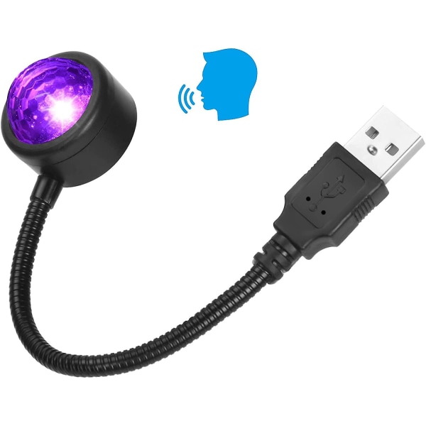 Biltaksljus, Mini Romantisk Led Interiör Billampa Med Röststyrning Och 4 Färger 9 Arbetslägen, Justerbar Plug And Play USB lampa För Bil/hem/p