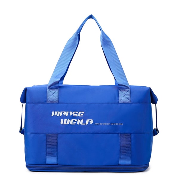 Henkilökohtainen skaalautuva matkakassi, jossa on printed, monikäyttöinen, suurikapasiteettinen laukku matkailuretkeilyyn (sininen)