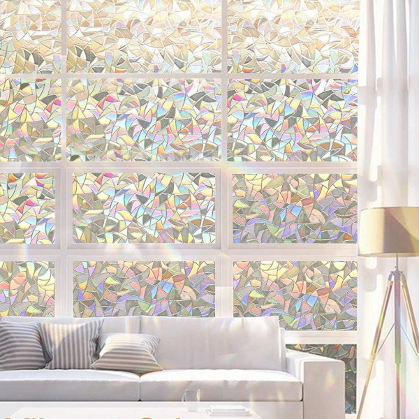 2-delad dekorativ fönsterfilm Bladmönster Transparent/flerfärgad 45x 100 Cm