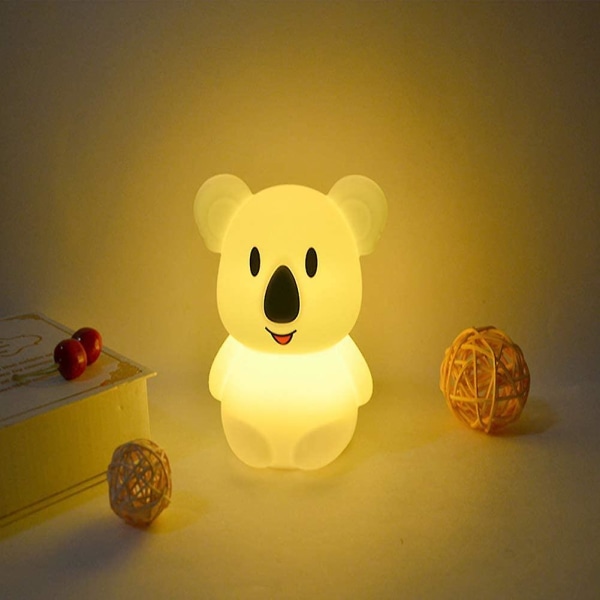 Nattlampa för barn, uppladdningsbar baby nattlampa med mjuk silikon Koala söt form & Rgb flerfärgad design kompatibel fjärrkontroll och pekdimm