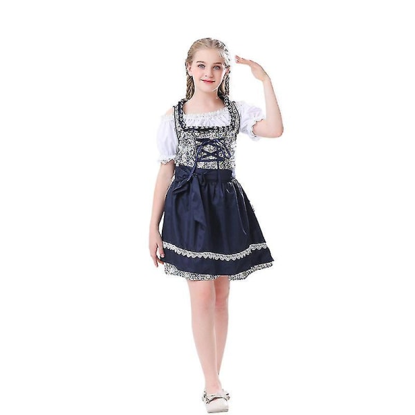 Børnepiger Oktoberfest kostume tysk Fraulein bayersk Dirndl-kjole Børne Halloween Søde ølpige kostumer (140 til 150 cm)