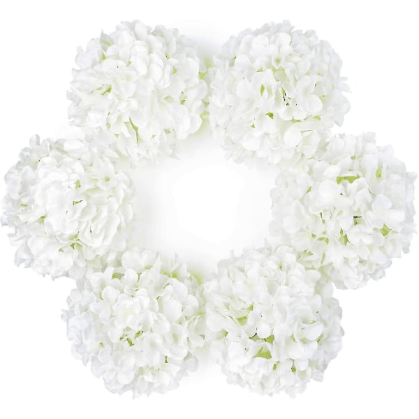 Konstgjorda större sidenhortensia blomhuvuden falska vita hortensiablommor för bröllop Hemträdgård Mittpunkten paket med 6