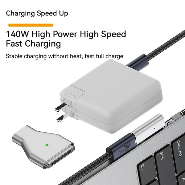 Magnetisk power för MacBook Pro Air 140W PD snabbladdningsadapter för MacBook Pro 2013-2015（Silver）