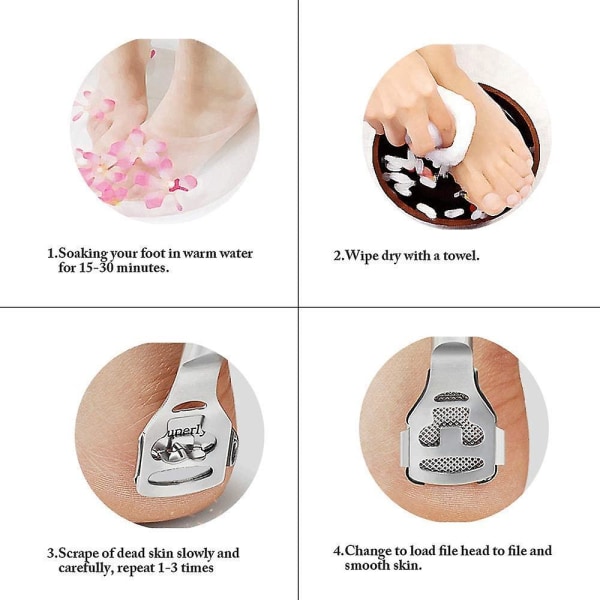 Set Fotförhårdnader Remover och rakhyvel för borttagning av nagelbandssklerodermi Avtagbar