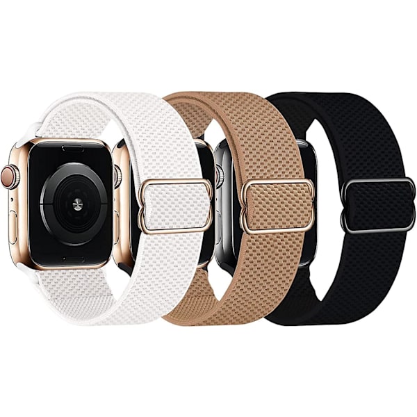 Elastisk Solo Loop-reim Kompatibel med Apple Watch-bånd 38mm 40mm 41mm 42mm 44mm 45mm, Stretch Flettet Sport Elastisk Nylon Kvinner Menn Armbånd Komp