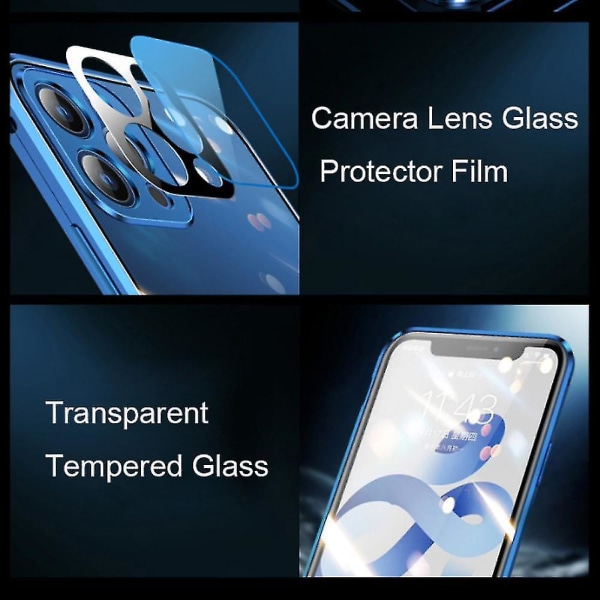 Magnetiskt genomskinligt case Kompatibelt Iphone 13 Pro Max case med kameralinsskydd Screen Protector 360 Helkroppsdubbelsidigt case (