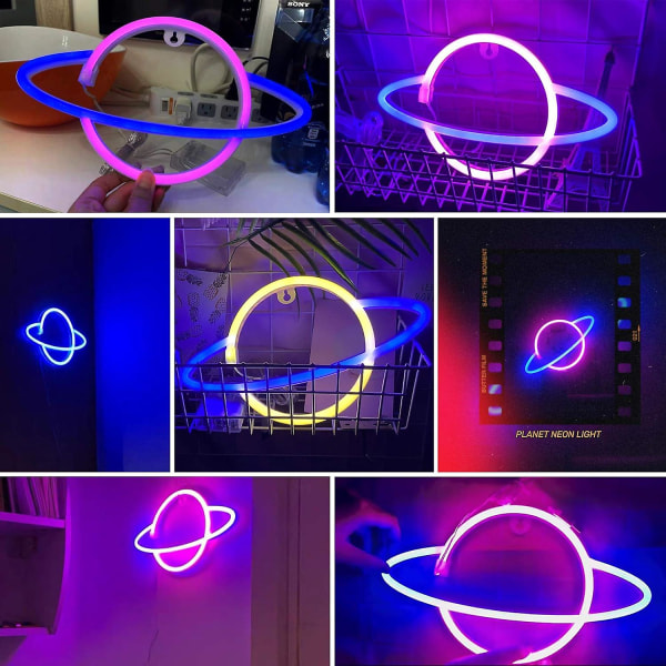 2024, neonskilte planetlys til vægdekoration i soveværelset batteri og usb-drevet æstetisk led neonlys