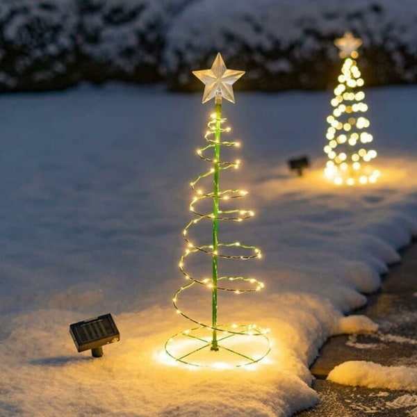 MINKUROW Solar julbelysning utomhus LED metall julgran med ljus Trädgård julbelysning utomhus jul dekoration lampa