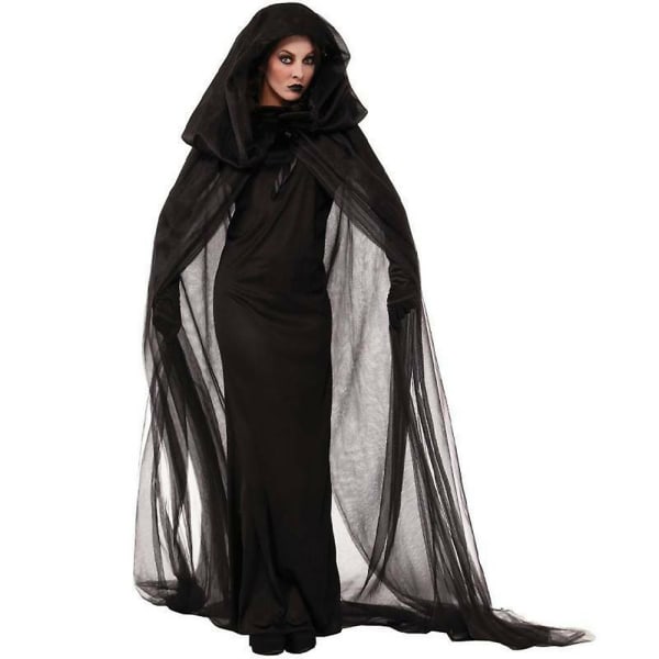 Aikuisten naisten Cospaly Wicked Witch -mekko Halloween-juhla-asujen asustukseen (S）