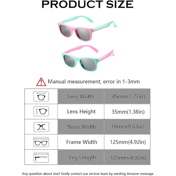 Suojaavat Lasit Lapsille Polaroidit Aurinkolasit Joustava Kehys Kumia TPEE Pojille Tytöille 3-10 Vuotiaille