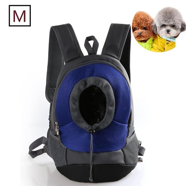 Dog Carrier Bags Ryggsäck, justerbar Mesh Pet Bag Head Out Hund Cat Ryggsäckar, Carrier Bag, blå, m/sMBlue