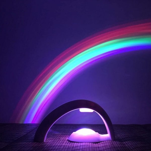 Regnbåge LED Färgglad kreativ nattlampa 2 lägen Äggformad regnbågsprojektionslampa Barnrumsdekoration (A)