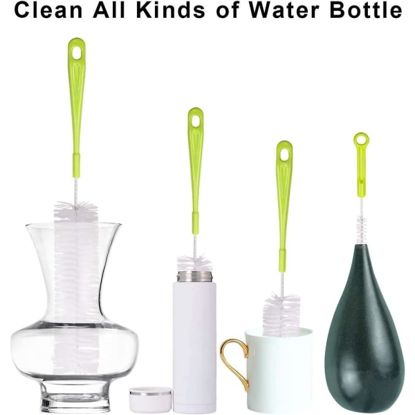 5 st flaskborste, rengöringsborste, lång borste för att tvätta vinflaskor Sportvattenflaskor, vattenkokare, flaska med smal hals (grön)