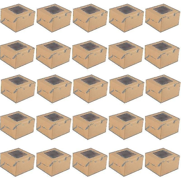 25 st Treat Box Stor kapacitet Non-stick matkvalitet Vikbar Kraftpapper Cupcakes Packbox Bakverksmaterial Jikaix