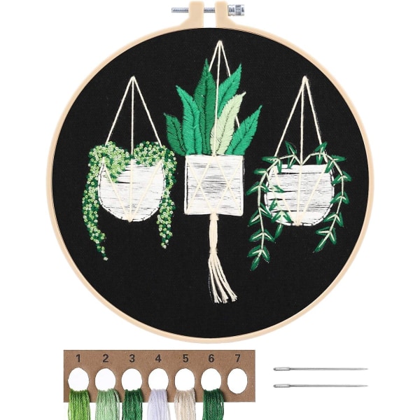 Ristipistoleimattu kirjontasarja, itse tehty kirjonta käsintehty ompelusarja aikuisille aloittelijoille ompelemisen aloituspakkaus (kasveja kukkia)