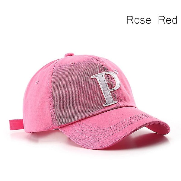 Baseballkasket til kvinder og mænd Bløde tophatte i bomuld Fashion Letter Patch Hat Sommersolkasketter Casual Snapback Hat Unisex（Rose Red）