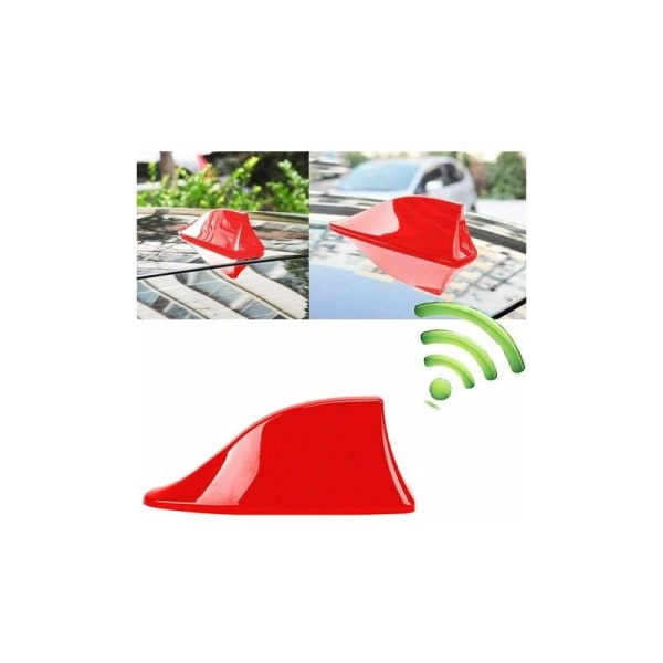 DOPA Car Shark Fin Shark Antenn Universal vattentät biltaksradioantenn FM-radioantenn med vattentät självhäftande bas (röd)