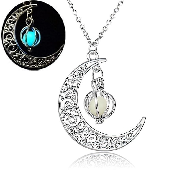 Hollow Glowing Moon Necklace Jewelry Fashion Gift