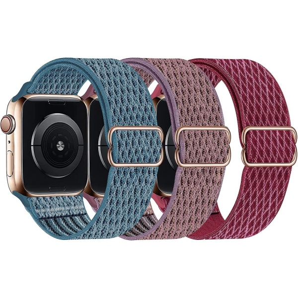 Heytea Stretchy Nylon Solo Loop Band kompatibla med Apple Watch 41mm 40mm 38mm, justerbara flätade sportresårer Dam Herr Rem för Iwatch-serien