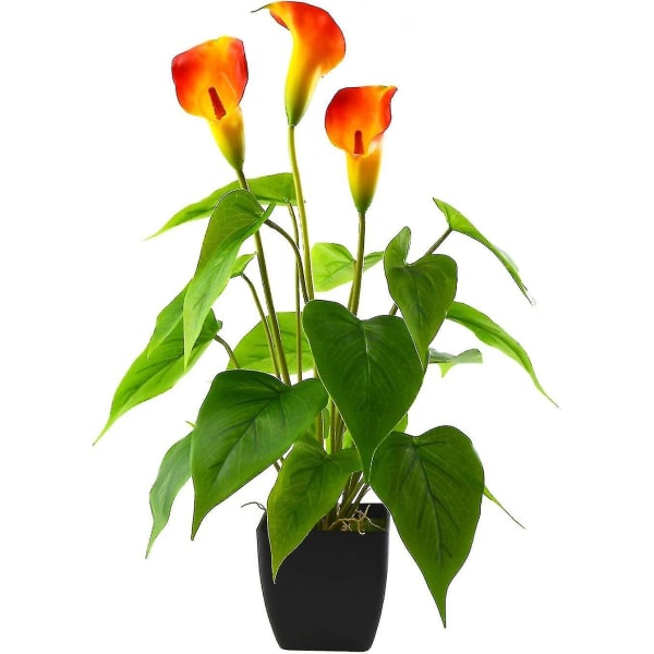 Konstgjorda blomväxter Calla Lily Faux krukväxt med svart kruka för kontor, heminredning inomhus och utomhus kök Hem Party