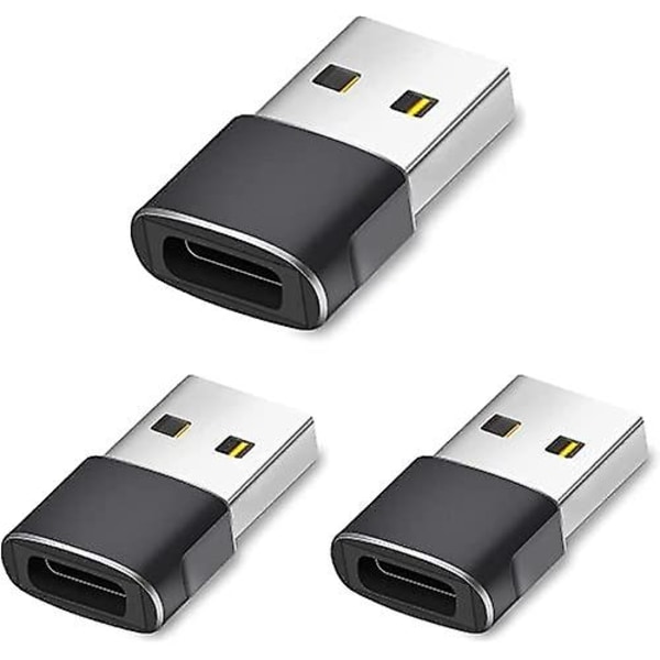 USB C hona till USB hane-adapter, snabbladdning och dataöverföring, adapter för Iphone 12/13, pack om 3