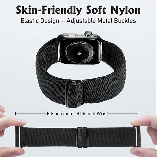 Elastisk klokkearmbånd Kompatibelt med Apple Watch Band 45mm 44mm 42mm Komfortabel Justerbar Sportarmbånd For Iwatch Serie 7 6 5 4 Se 3 2 1 Kvinner Menn - Bl