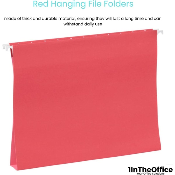 Red Hanging File Folders Letter Size, Adjustable Tabs, Letter Size File Folders Hanging, File Cabinet Dividers, 25 Pack
