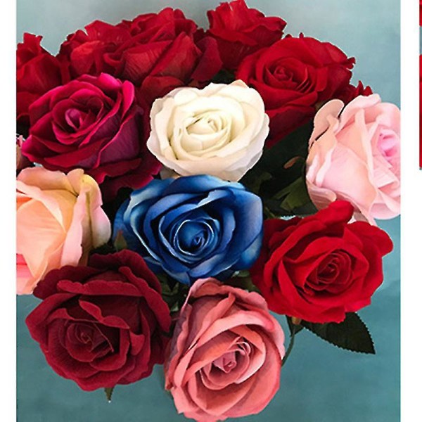 20 st Blommor konstgjord ros för hemdekorationer Centerpieces Arrangemang Bröllopsbukett