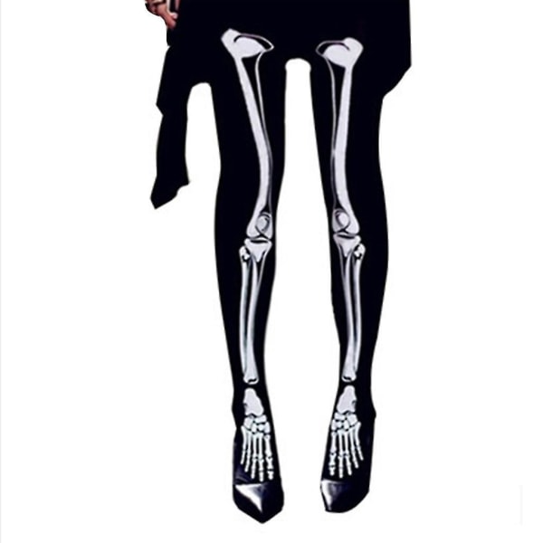 Naisten uutuus Halloween-teemalla Sukkahousut Skeleton Print Seksikäs sukkahousut (musta)