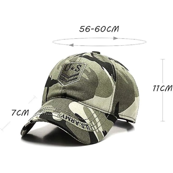 Kamouflage cap, militärkepsar Army Camo basebollkepsar Bomull Casual Justerbar justerbar metallspänne baseballkepsar(camo unisex