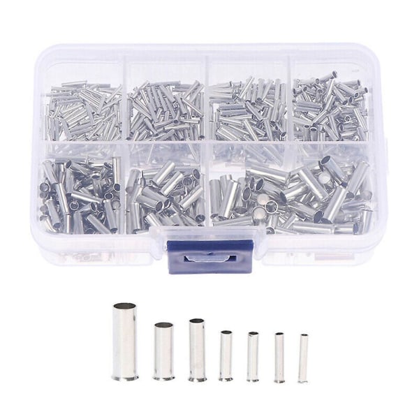 Rør-Type Bares Terminal Kit Ikke-isolert Crimp Termin Wire End Ferrules Sortiment (Kombinert）