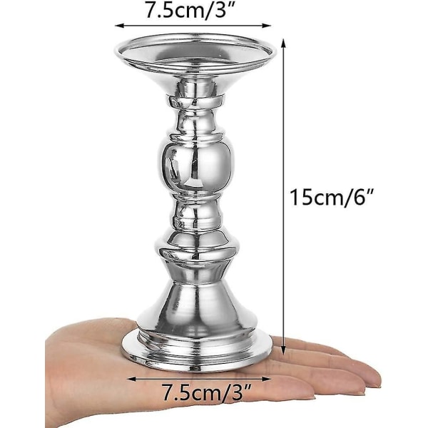 2 st Silver Set med 2 Ljusstakar Metallpelarljusstakar, Guldpelarljusstake Bröllopscenterpieces Ljusstakehållare för Ljus Stativ De