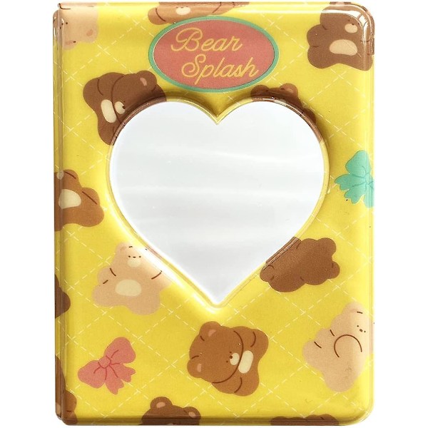 3 Inch Mini Photo Album Photocard Holder Book Photocard Binder Love Heart Hollow Album 40 Pockets (yellow)