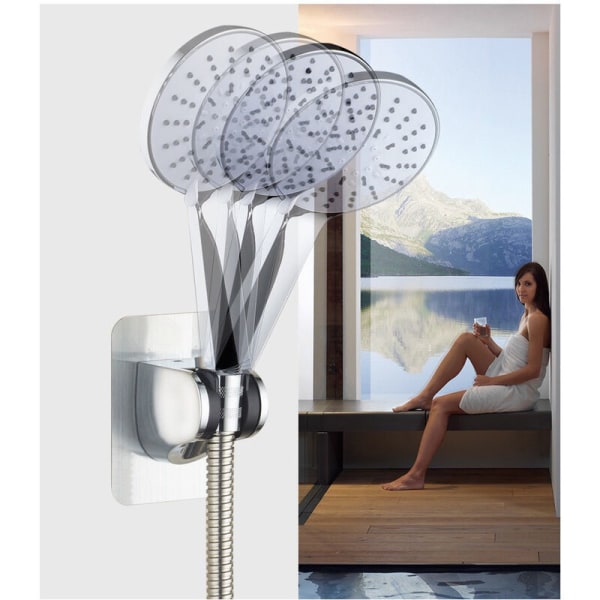 Duschhållare, självhäftande, avtagbar väggmonterad duschhuvudshållare med justerbar vinkel, vattentät väggmonterad för badrum