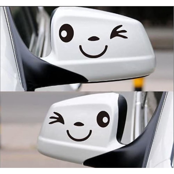 Roliga, söta och glada blinkande Smiley Face Bilspegelklistermärken (svarta)