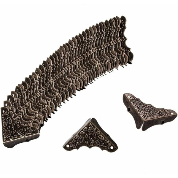20 stycken metallmöbler hörnskydd Antik dekorativ triangel snidad skydd med skruvar för skåp bord Trä skrivbordslåda MODOU