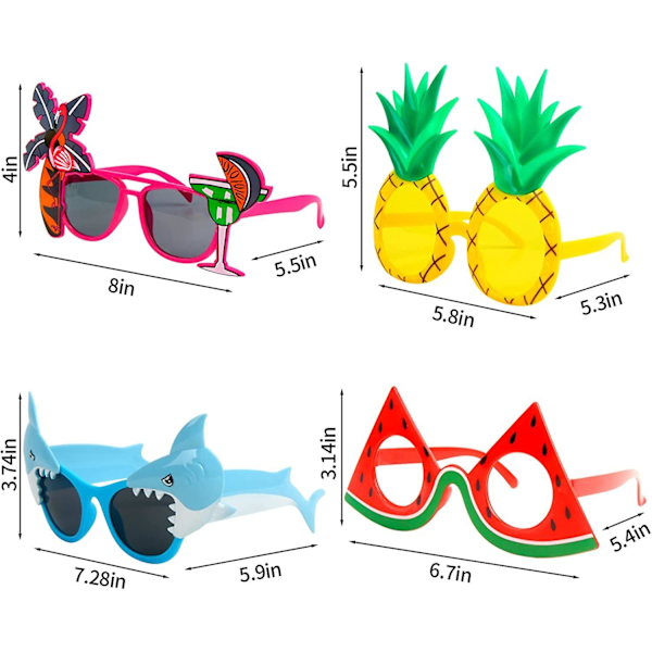 Festbriller Morsomme Briller Nyhet Fest Solbriller 6-pakning Tropiske Solbriller Cocktailfest Tilbehør Morsomme Solbriller Strandfestdekorasjoner