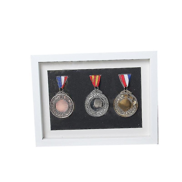 Ramme for å vise medaljer, sportsmedalje 3d-boks fotorammer (20*25 cm, hvit)