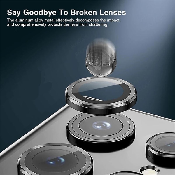 Kameralinsskydd för Samsung Galaxy S22 Ultra, repsäkert, fallsäkert legeringstelefonskärm Cover för 6,8'' tillbehör