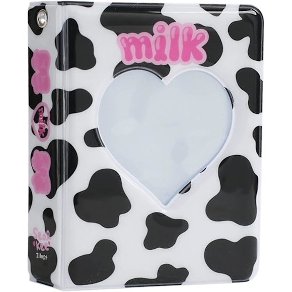 3 Inch Mini Photo Album For Fujifilm Instax Camera, Photocard Holder Book, 40 Pockets Love Heart Hollow Photo Card Binder (dairy Cow)