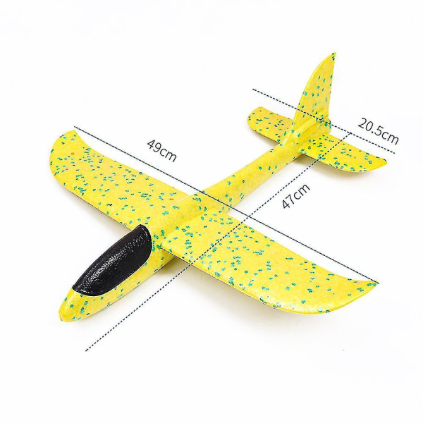 48 cm stort skum flyglider håndkast fly treghet utendørs lansering barneleker (ikke lysende, gul)