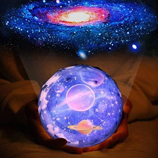 Star Projector Night Light til børn, 360 roterende projektor planet