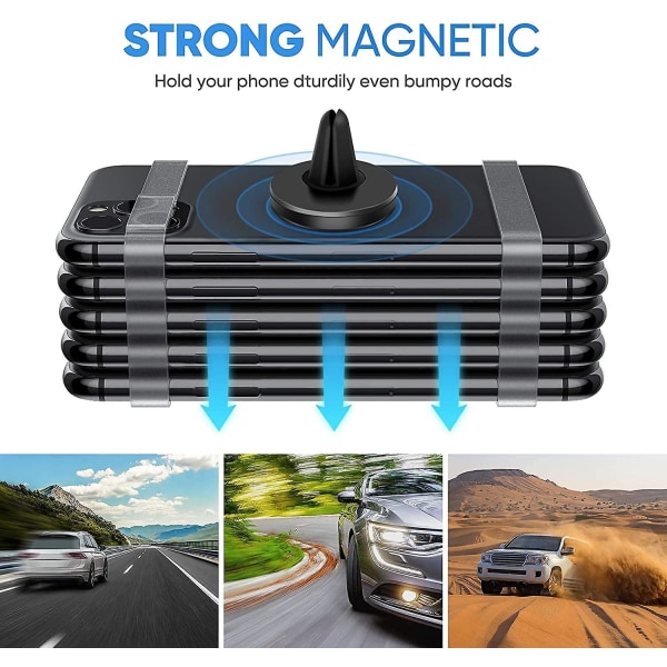 Magnetisk biltelefonhållare 2-pack, biltelefonhållare med 6 magneter, fästbar på luftventiler, hållare för smartphones och gps, ej tillämplig på Mag-safe