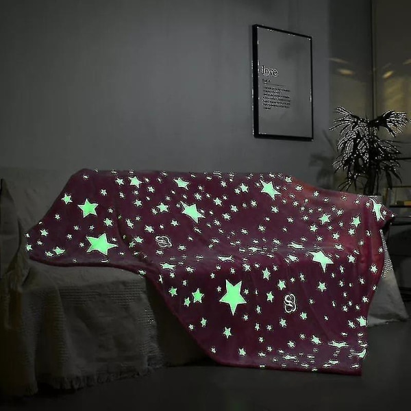 Glow In The Dark Throw -peitto, Premium Super Pehmeä Lämmin Cozy Furry Peitto (120*150, pinkki)